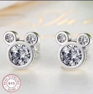 Sterling Silver Stud Mickey Mouse  Earrings